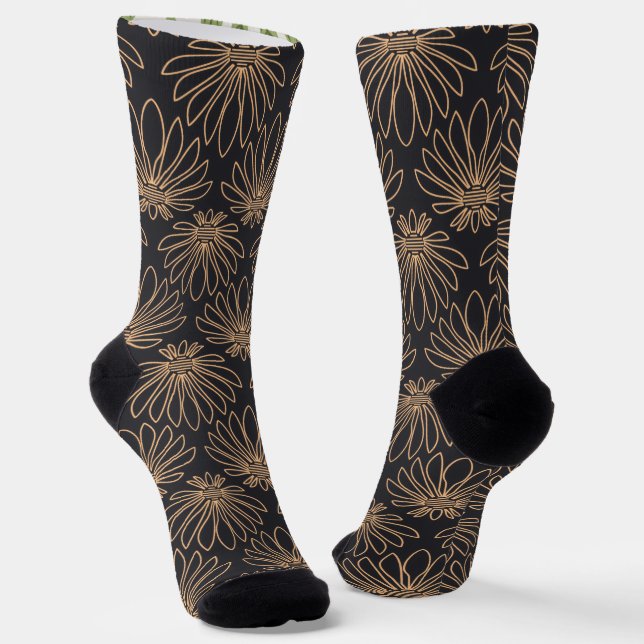 Chaussette Motif Art Déco avec motifs floraux dorés (Angulaire)
