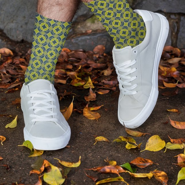 Chaussette motif art déco en olive & noir (Créateur téléchargé)