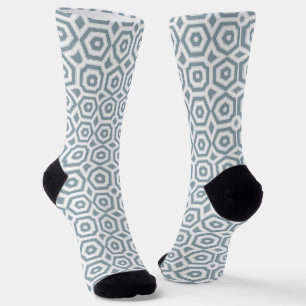 Chaussette motif art déco gris blanc