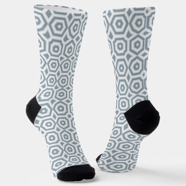 Chaussette motif art déco gris blanc (Angulaire)