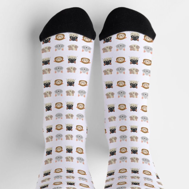 Chaussette Motif avec de mignonnes têtes de chat (Haut)