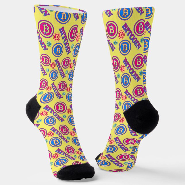 Chaussette Motif Bitcoin coloré (Angulaire)