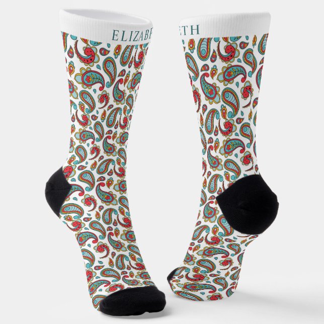 Chaussette Motif blanc beige rouge marron (Angulaire)