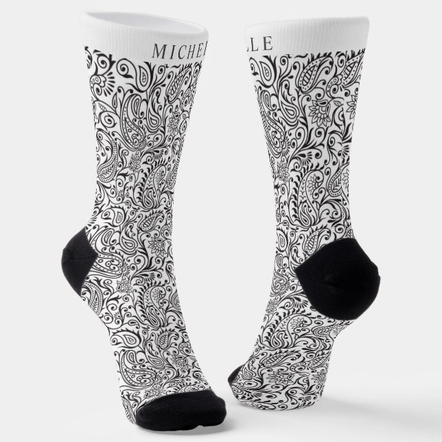 Chaussette Motif blanc et noir personnalisé (Angulaire)