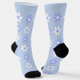 Chaussette Motif bleu ciel et blanc sur bleu clair