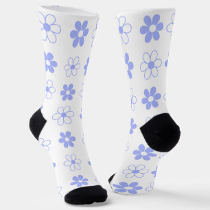 Chaussette Motif bleu et blanc ciel sur blanc