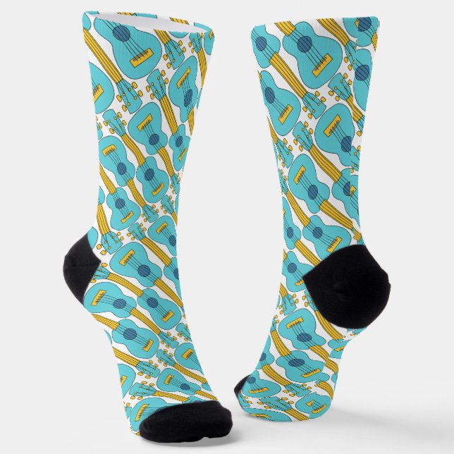 Chaussette Motif bleu Ukulele (Angulaire)