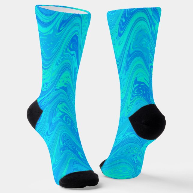 Chaussette Motif bleu vert marbré (Angulaire)