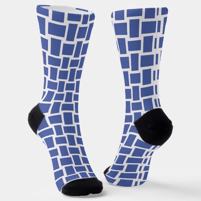 Chaussette Motif Blocs tressés Bleu Blanc (Angulaire)