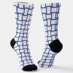 Chaussette Motif Blocs tressés Bleu Blanc