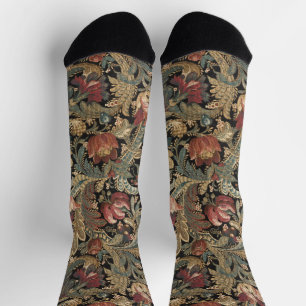Chaussette Motif botanique floral botanique vintage sombre et