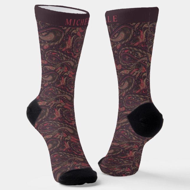 Chaussette Motif Brown rose violet personnalisé (Angulaire)