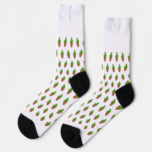 Chaussette Motif Cactus mignon sur chaussettes (Gauche)