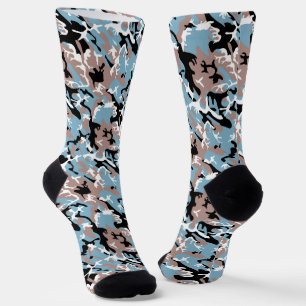Chaussette Motif Camo - Rouge gris Bleu Bleu Bleu Noir