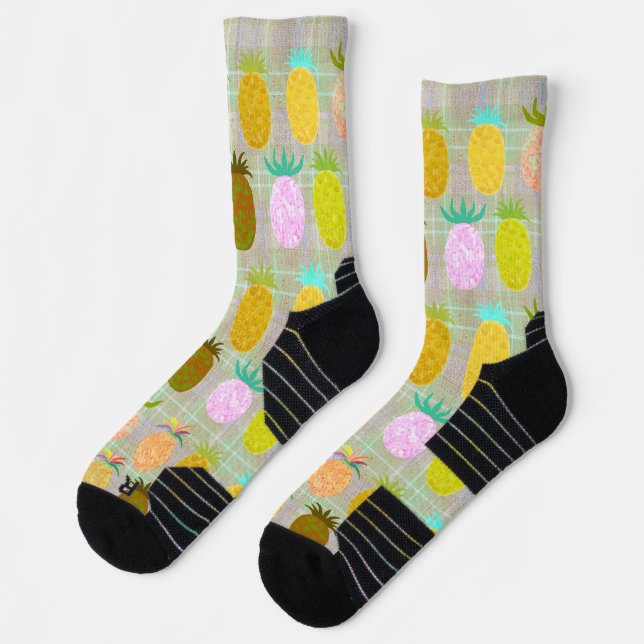 Chaussette Motif carreau ananas juteux (Gauche)