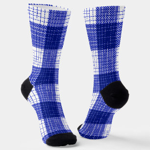 Chaussette Motif carreaux à carreaux gras bleu et blanc
