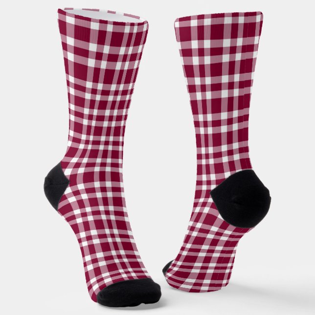 Chaussette Motif carreaux blanc Bourgogne (Angulaire)
