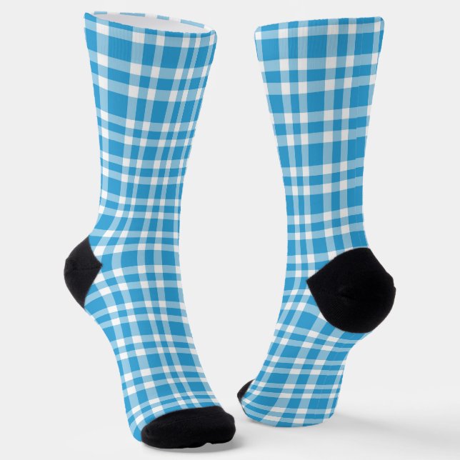 Chaussette Motif carreaux bleu blanc (Angulaire)