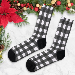 Chaussette Motif carreaux Buffalo noir et blanc