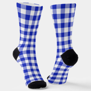Chaussette Motif carreaux gingham bleu royal blanc classique