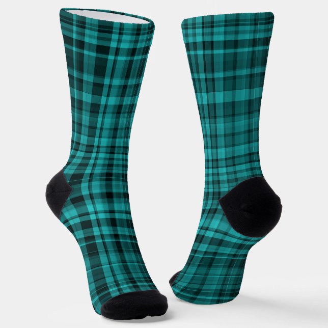 Chaussette Motif carreaux noir sarcelle (Angulaire)