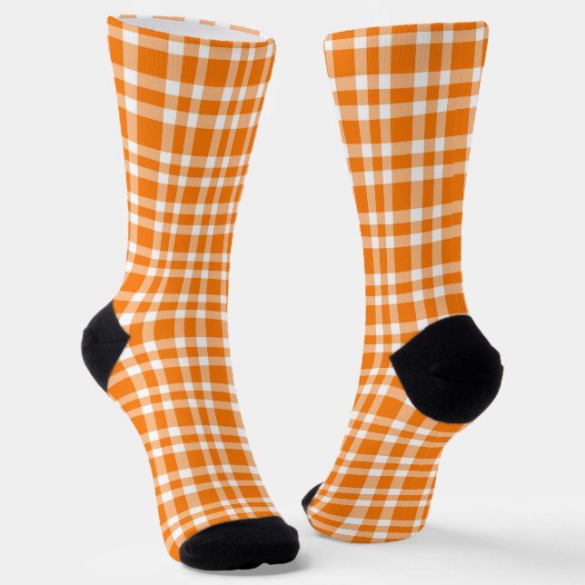 Chaussette Motif carreaux orange blanc (Angulaire)