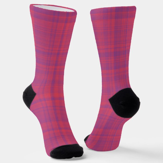 Chaussette Motif carreaux rouge violet (Angulaire)