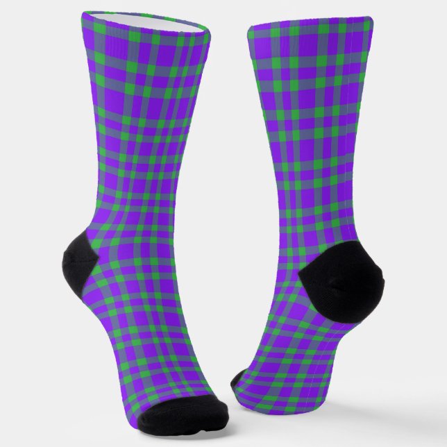 Chaussette Motif carreaux vert et violet (Angulaire)