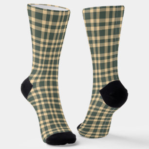 Chaussette Motif carreaux vert jaune