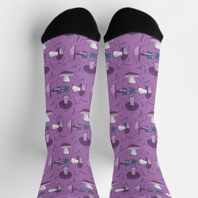 Chaussette Motif Champignon Végétalien (Haut)
