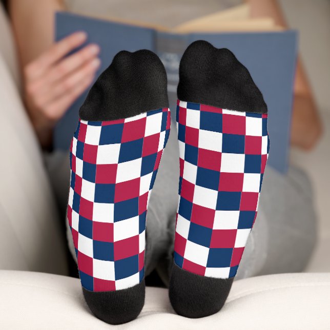 Chaussette Motif Checker avec la couleur du drapeau US (Fond)
