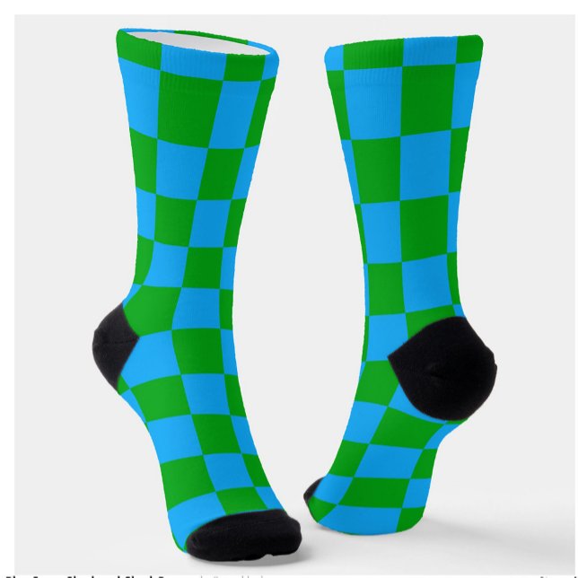 Chaussette Motif chèque À damiers bleu vert (Créateur téléchargé)
