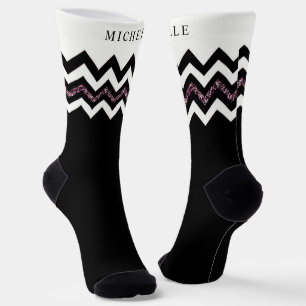 Chaussette Motif Chevron de Parties scintillant blanc blanc p