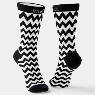 Chaussette Motif Chevron noir et blanc personnalisé