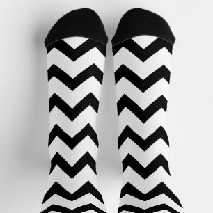 Chaussette Motif Chevron noir et blanc simple