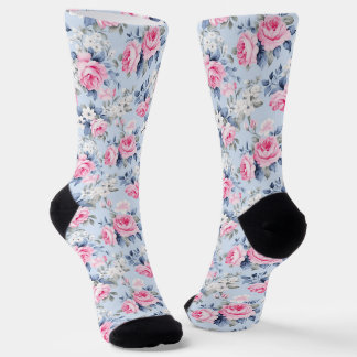 Chaussette Motif Chic Roses Roses Roses Roses Blanches
