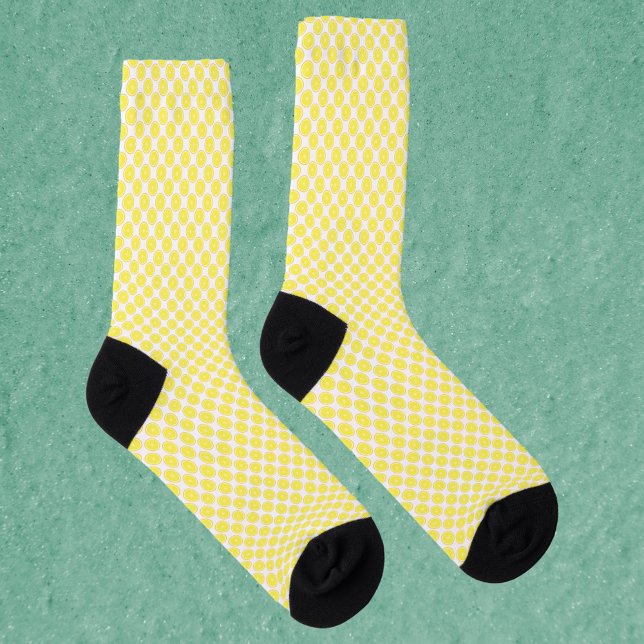 Chaussette Motif Citron Jaune Fruit Citron (A pair of socks with a lemon fruit pattern )