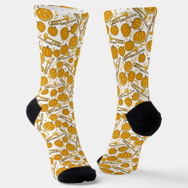 Chaussette Motif Citrouille Trombone Halloween (Angulaire)