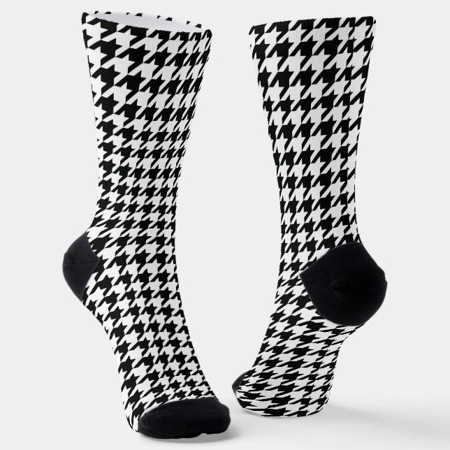 Chaussette Motif classique en Houndstooth : Noir & Blanc Vint (Angulaire)
