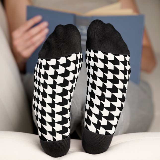 Chaussette Motif classique noir à carreaux houndstooth (Fond)