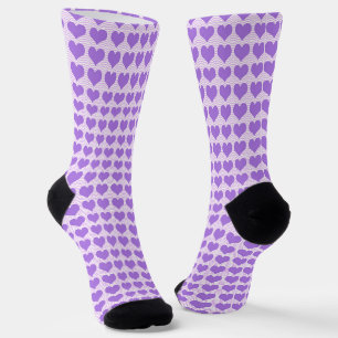 Chaussette Motif coeurs blancs violets
