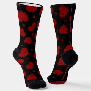 Chaussette Motif coeurs rouges et noirs