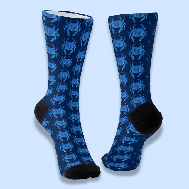 Chaussette Motif Crabe Bleu (Blue crab socks)