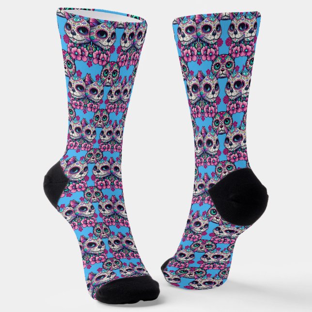 Chaussette Motif crâne de sucre coloré (Angulaire)