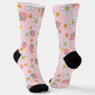 Chaussette Motif Daisy Fraise d'Été 