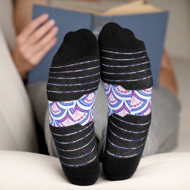 Chaussette motif damassé floral bleu (Fond)