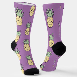 Chaussette Motif d'ananas Kawaii - Jaune amusant Tropical