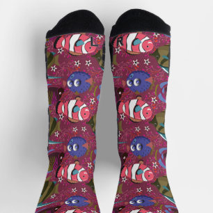 Chaussette Motif d'animaux aquatiques   vie sous-marine océan