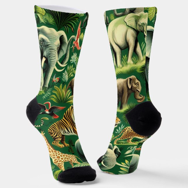 Chaussette Motif d'animaux de la jungle vintage (Angulaire)
