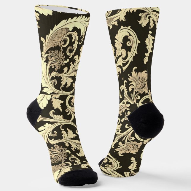 Chaussette Motif d'antiquités Brown Fleur (Angulaire)